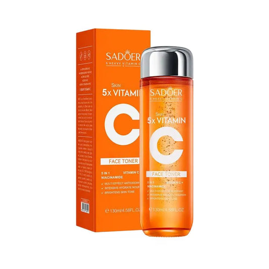 SADOER 5X Vitamin C Skincare Kit - 130Ml Toner + 30Ml Serum 5-In-1 Niacinamide, Brightens Hydrates Antioxidant Cream Skin Care